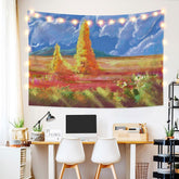 Lofaris Autumn Mountain Painting Style Floral Custom Tapestry